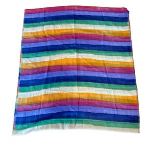 PRIDE Rainbow Scarf Pashmina Head Wrap Fringe 74"x32" Stripes Multicolor RE…